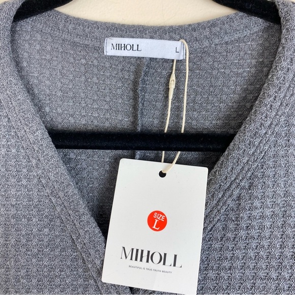 NWT Front Knot Tie Drop shoulder Sweater Blouse top Large - Picture 4 of 7